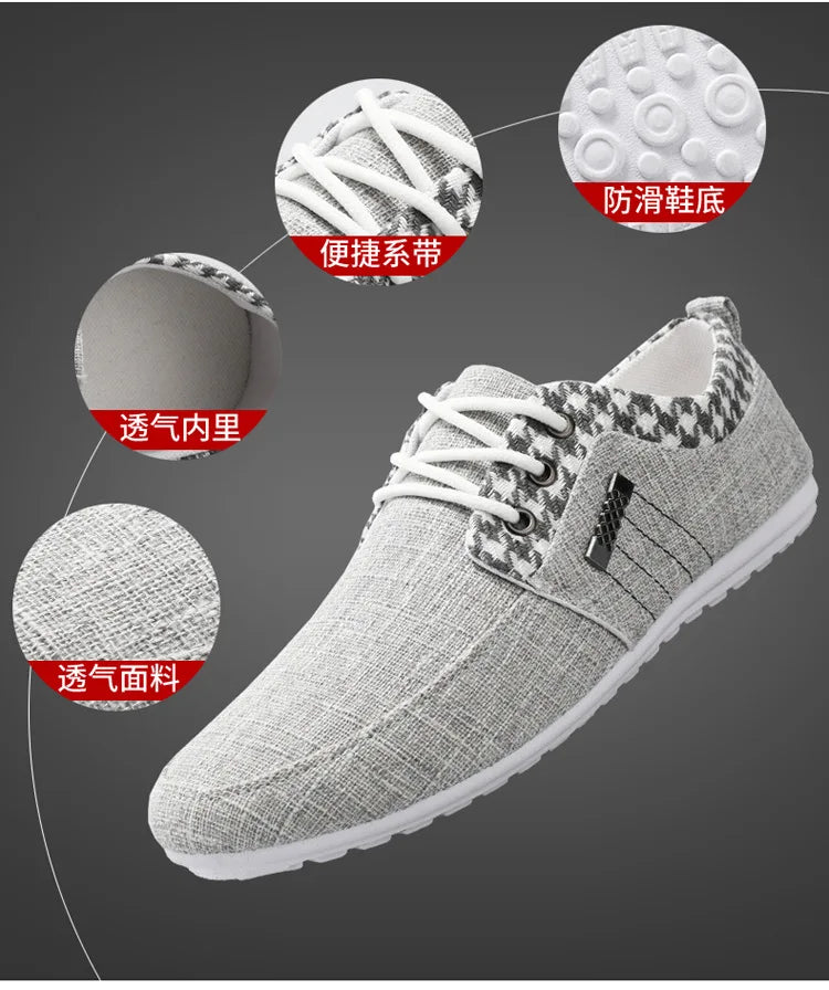 Casual Shoes for Men Lace-up Linen Cloth Breathable