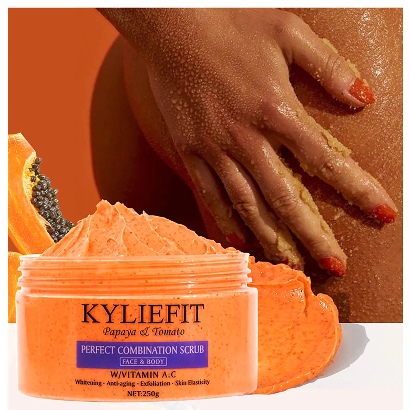Papaya and Tomato Combination Scrub, Reduces Spots, Whitening and Exfoliating