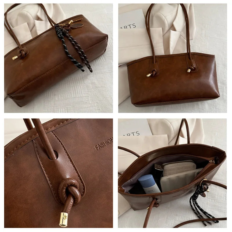 Retro Tote Bag Fashionable Advanced Simple And Versatile Handbag