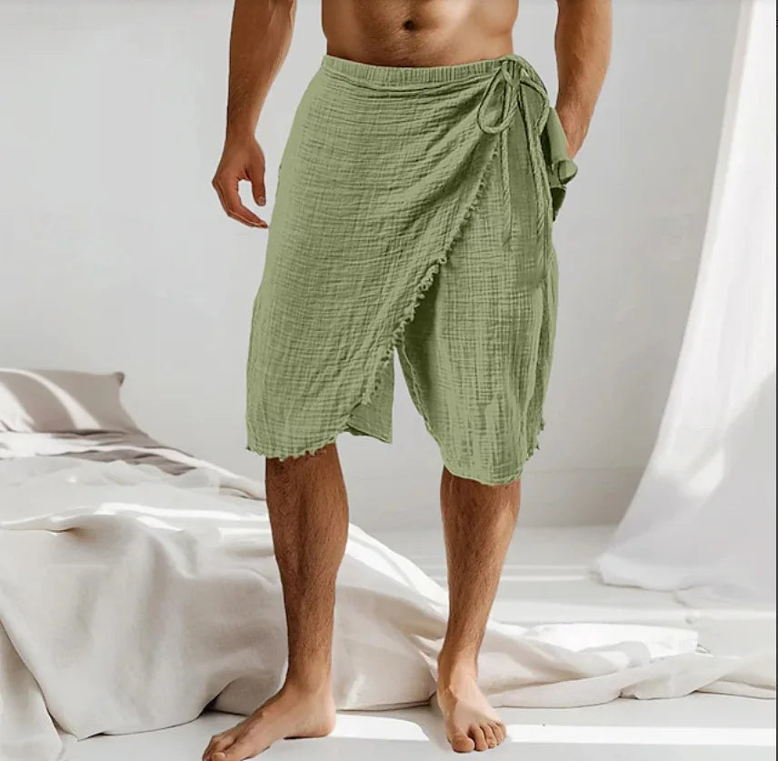 Boho Men's Linen Shorts Seaside Beach Casual