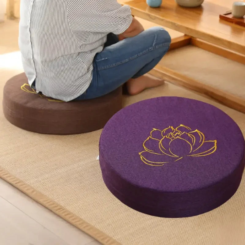 Yoga Meditation Linen Cushion Hard Lotus Texture Meditation Cushion