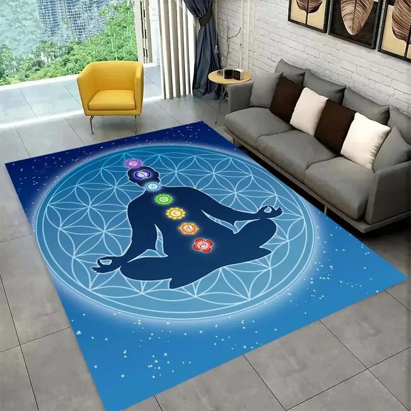 Colorful Yoga Pattern Floor Mats Door Decoration Home Living Room Floor Mats