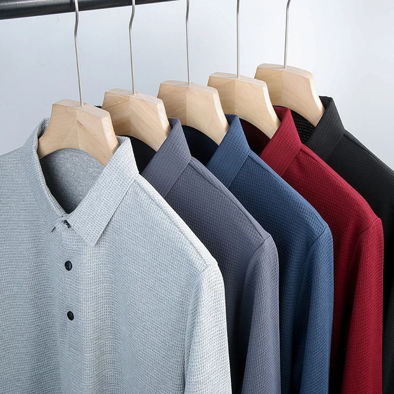 Men's Business Casual Polo Long Sleeve