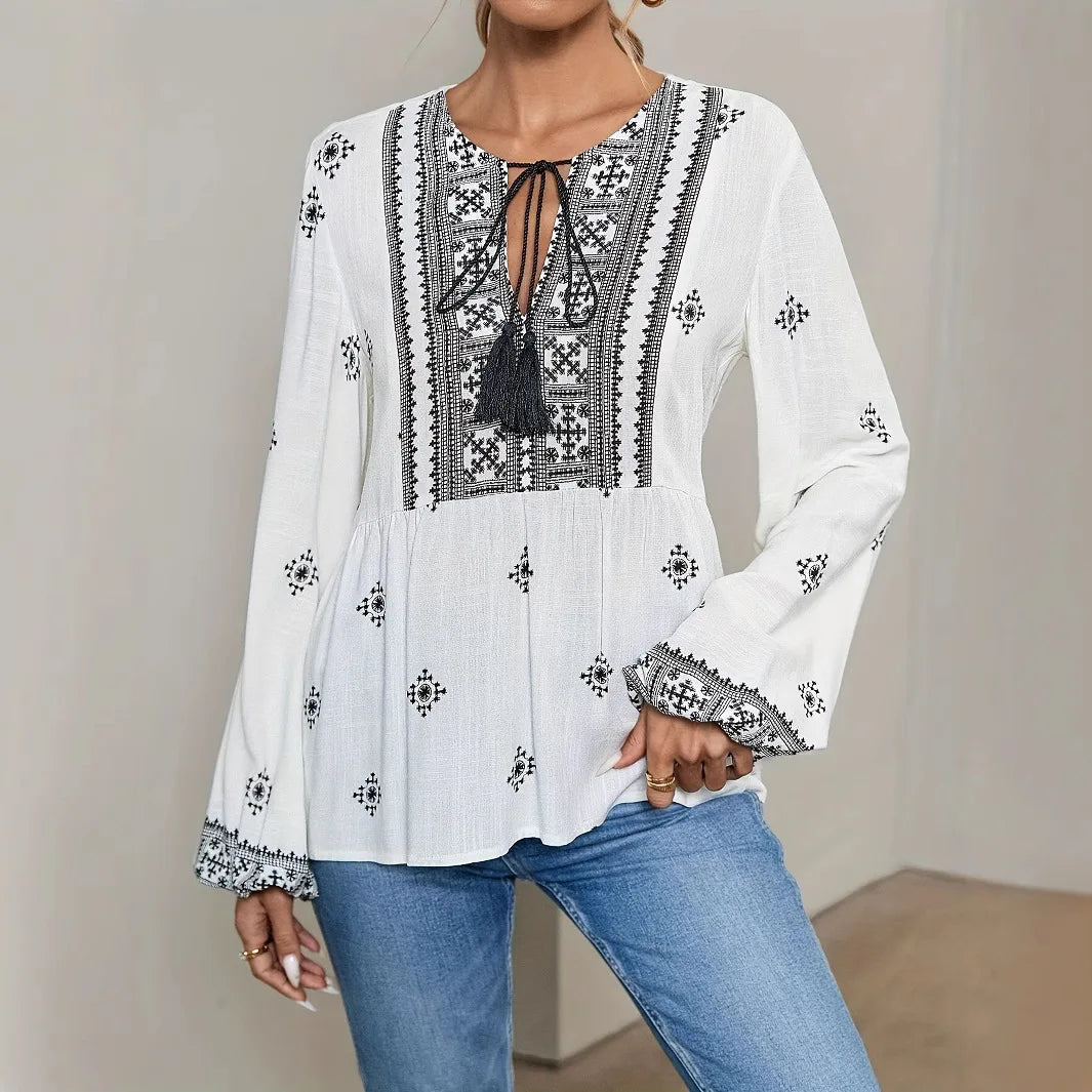 Boho Long-sleeve Blouses For Women