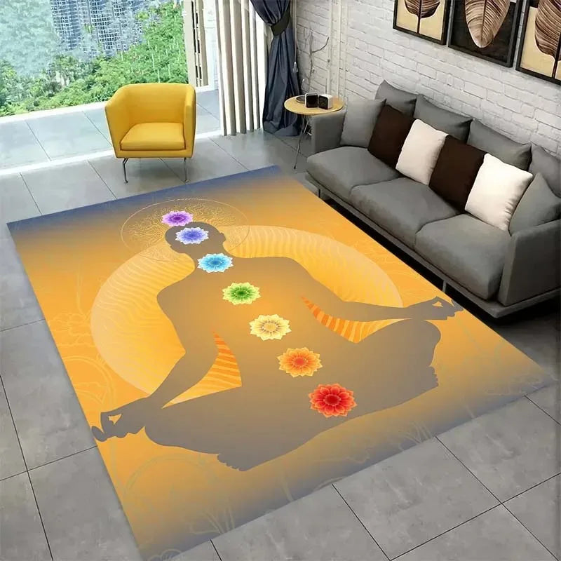 Colorful Yoga Pattern Floor Mats Door Decoration Home Living Room Floor Mats