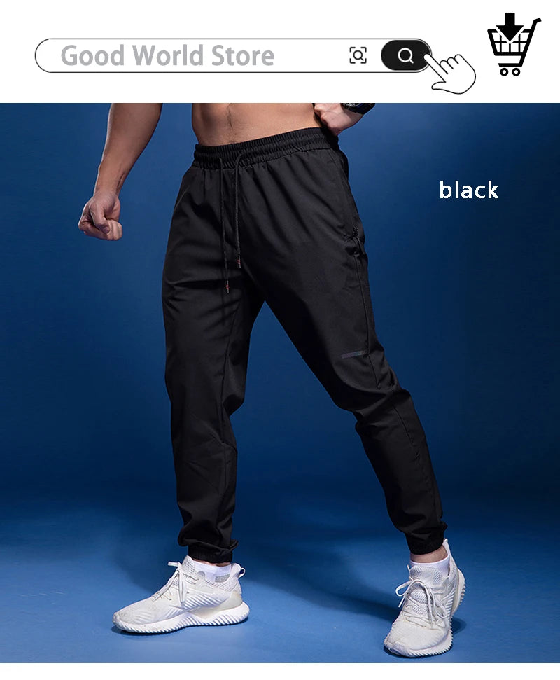 New Sport Pants Men Running Pants with Zipper Pockets