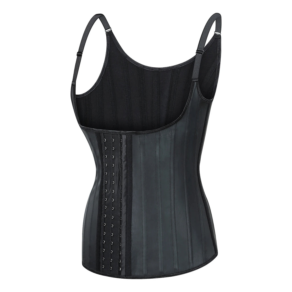 Plus Size Women Adjustable Strap  Latex Waist Trainer 25 Steel Bones Vest Cincher Under bust Corset