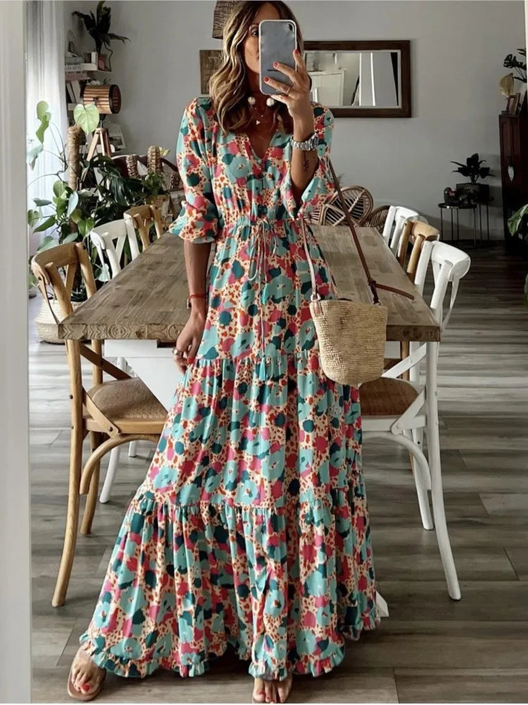 Summer Boho Print Casual Dress