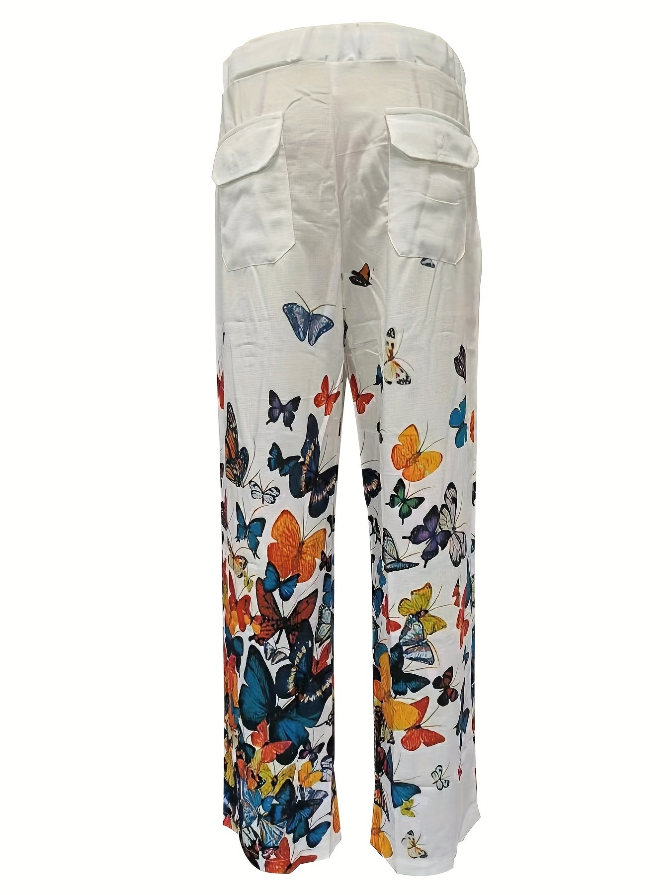 Men's Butterfly Pattern Straight Leg Pants - Casual Beach Trousers