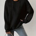 Loose Fit Women's Casual Textured Round Neck Pullover Sweatshirt