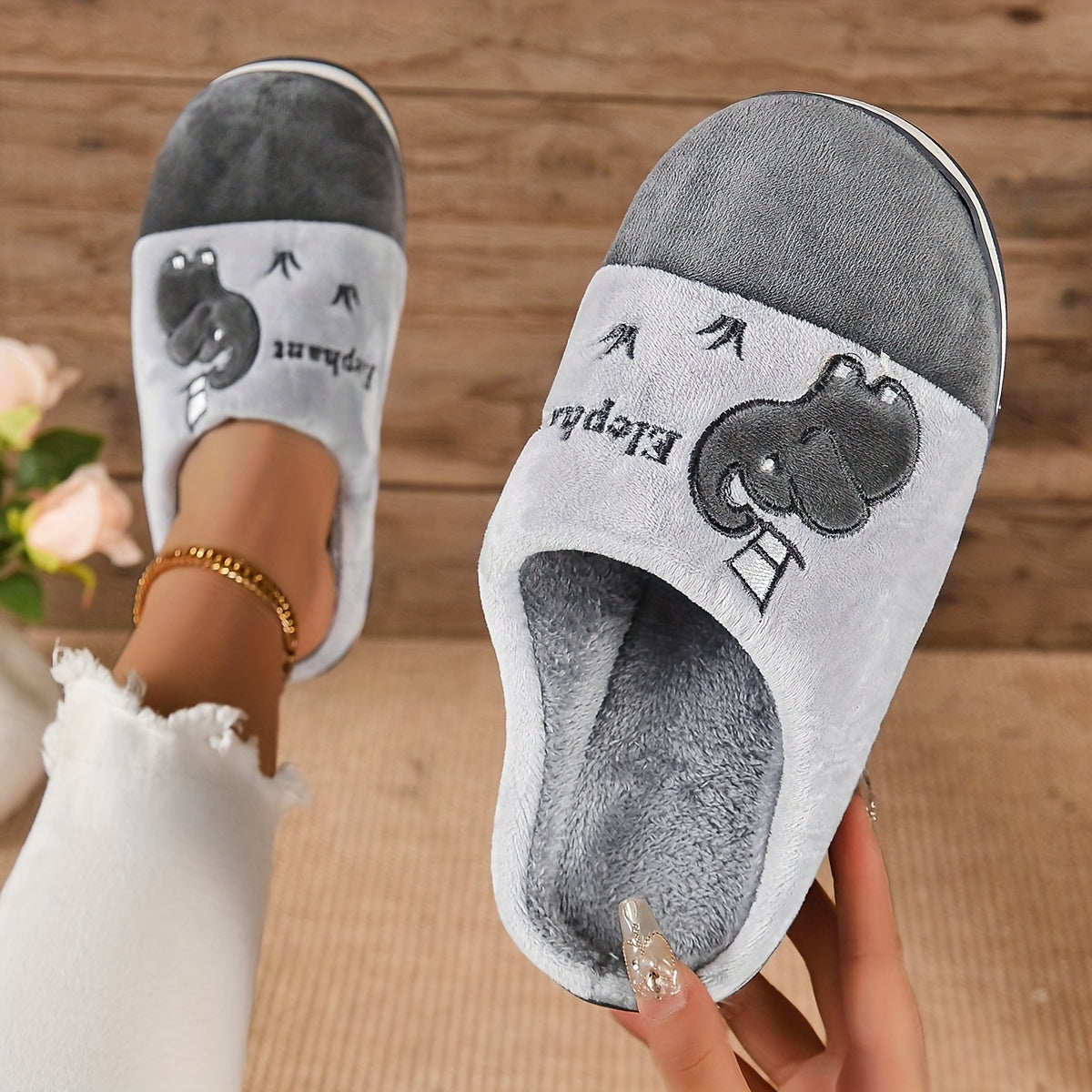 Cozy Kawaii Elephant Plush Slippers