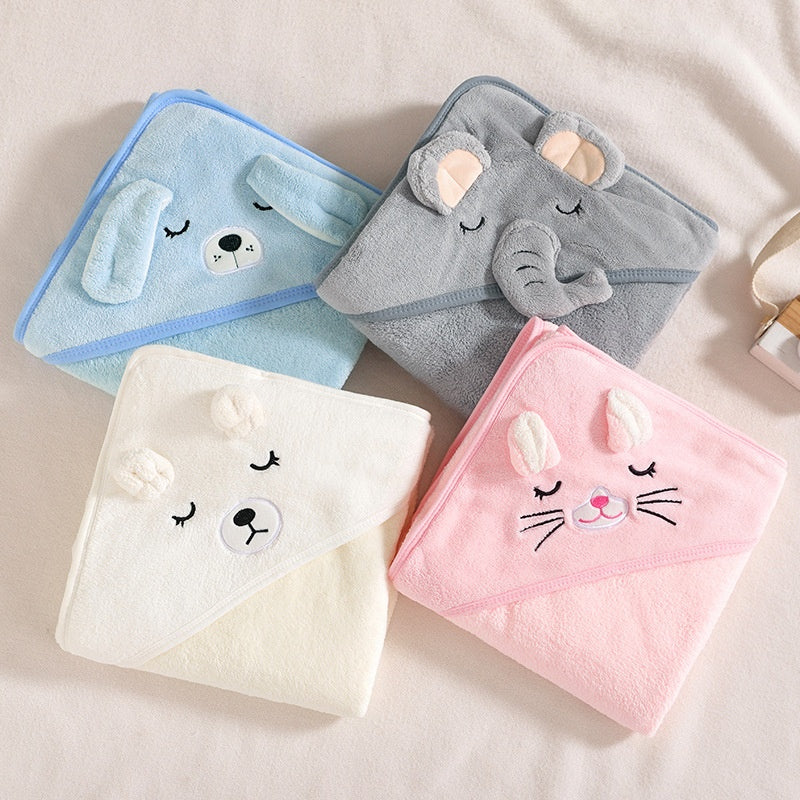4pcs Set Colorful Animal Hooded Baby Towels