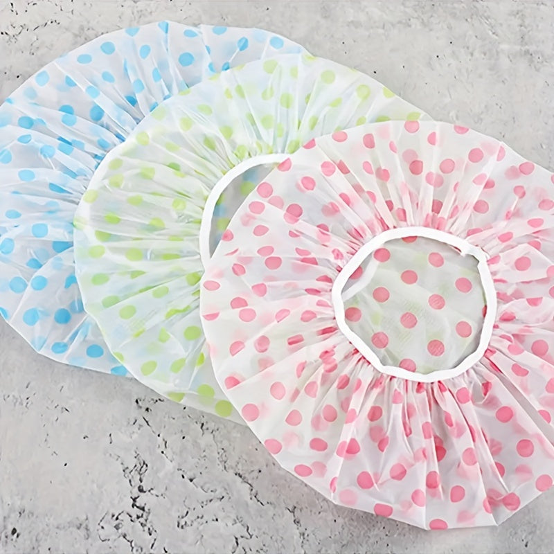 Buy 2 Get 1 Free, total of 3 pcs Adorable Polka Dot Printed Shower Caps