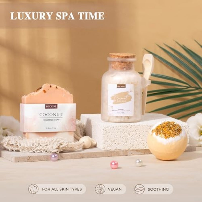 Gifts for Women Bath and Body Gift Basket Set 12 Piece Set of Coconut Home Spa