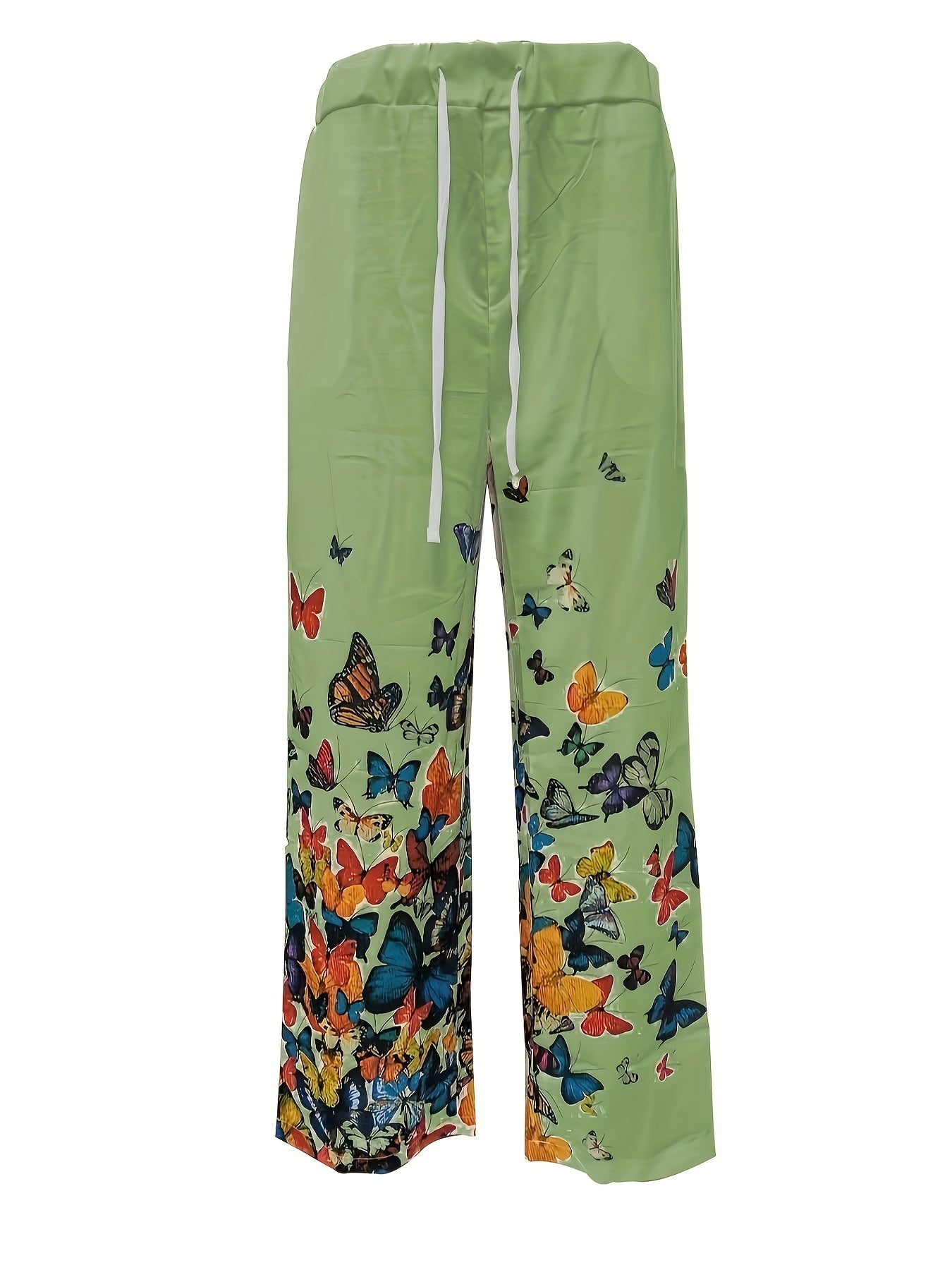 Men's Butterfly Pattern Straight Leg Pants - Casual Beach Trousers