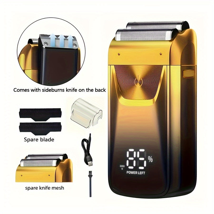 MIGUAN 2-in-1 Sleek Golden Electric Foil & Bald Shaver Trimmer