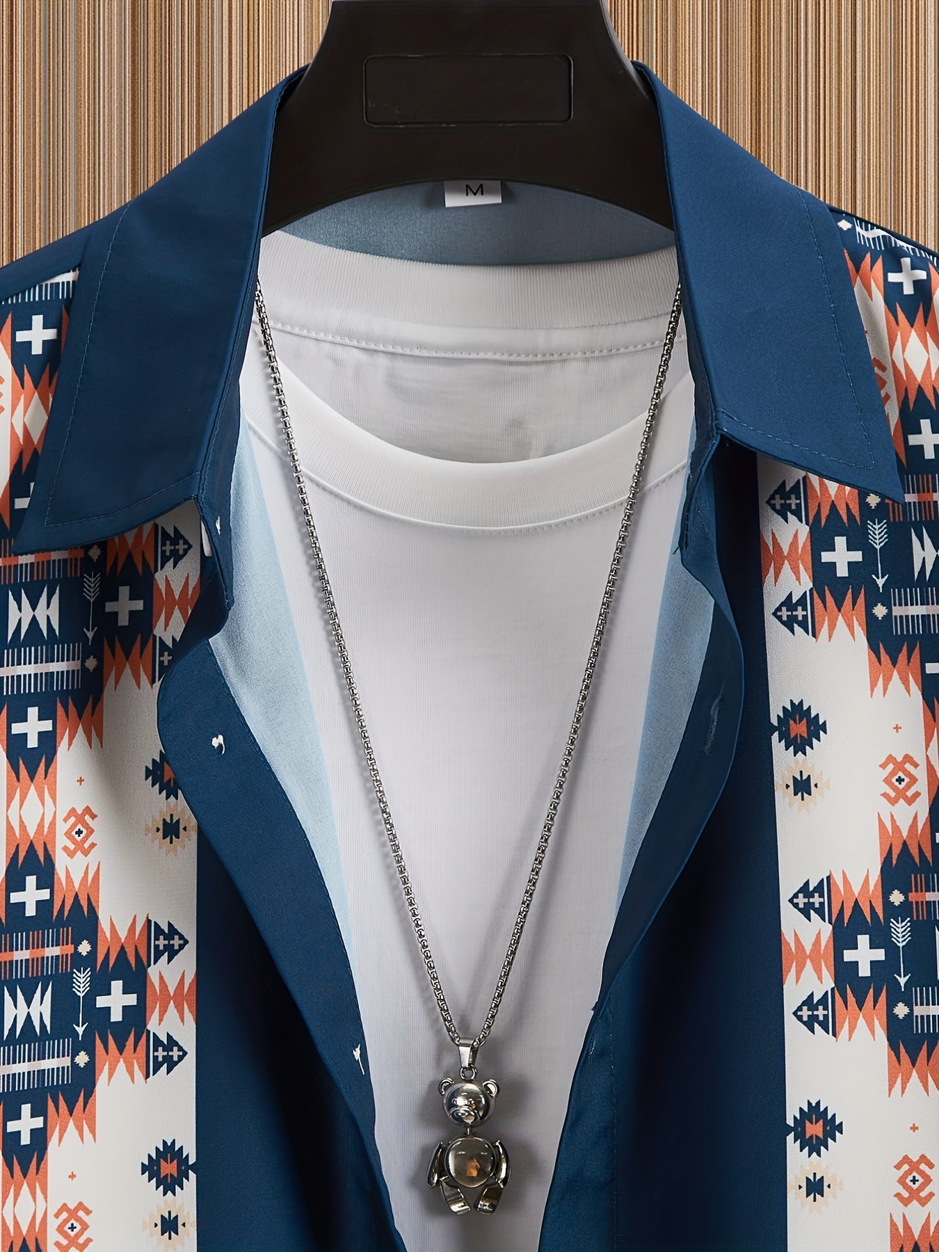 Bohemian Print Color Block Men's Casual Summer Short Sleeve Button Up