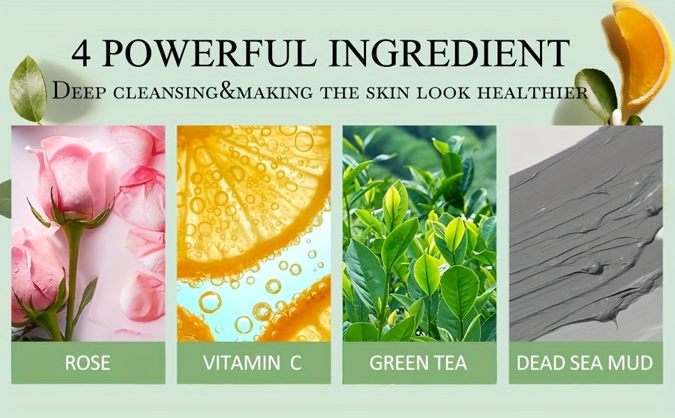 4-Grain Clay Facial Mask Set | Turmeric Vitamin C, Green Tea, Dead Sea Mud, Rose Clay Masks | Deep Cleaning, Moisturizing, Formaldehyde-Free | Ideal for Christmas, Halloween, New Year, Valentine'S Day, Birthdays, Anniversarie