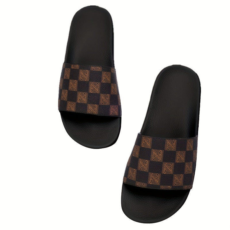Men's Checkered Design Slides