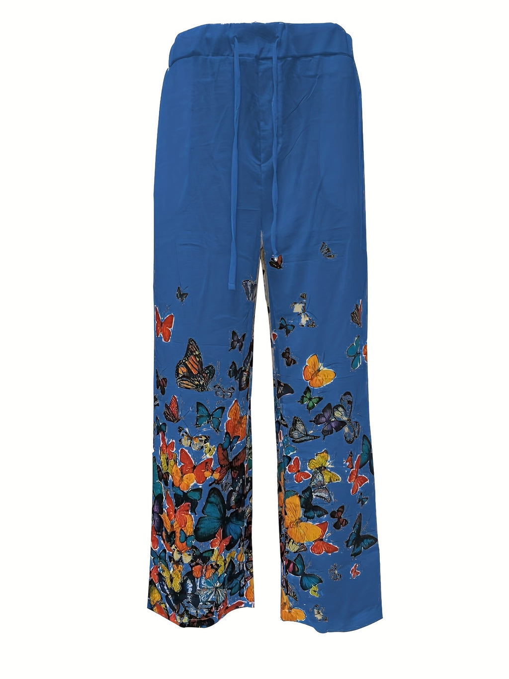 Men's Butterfly Pattern Straight Leg Pants - Casual Beach Trousers