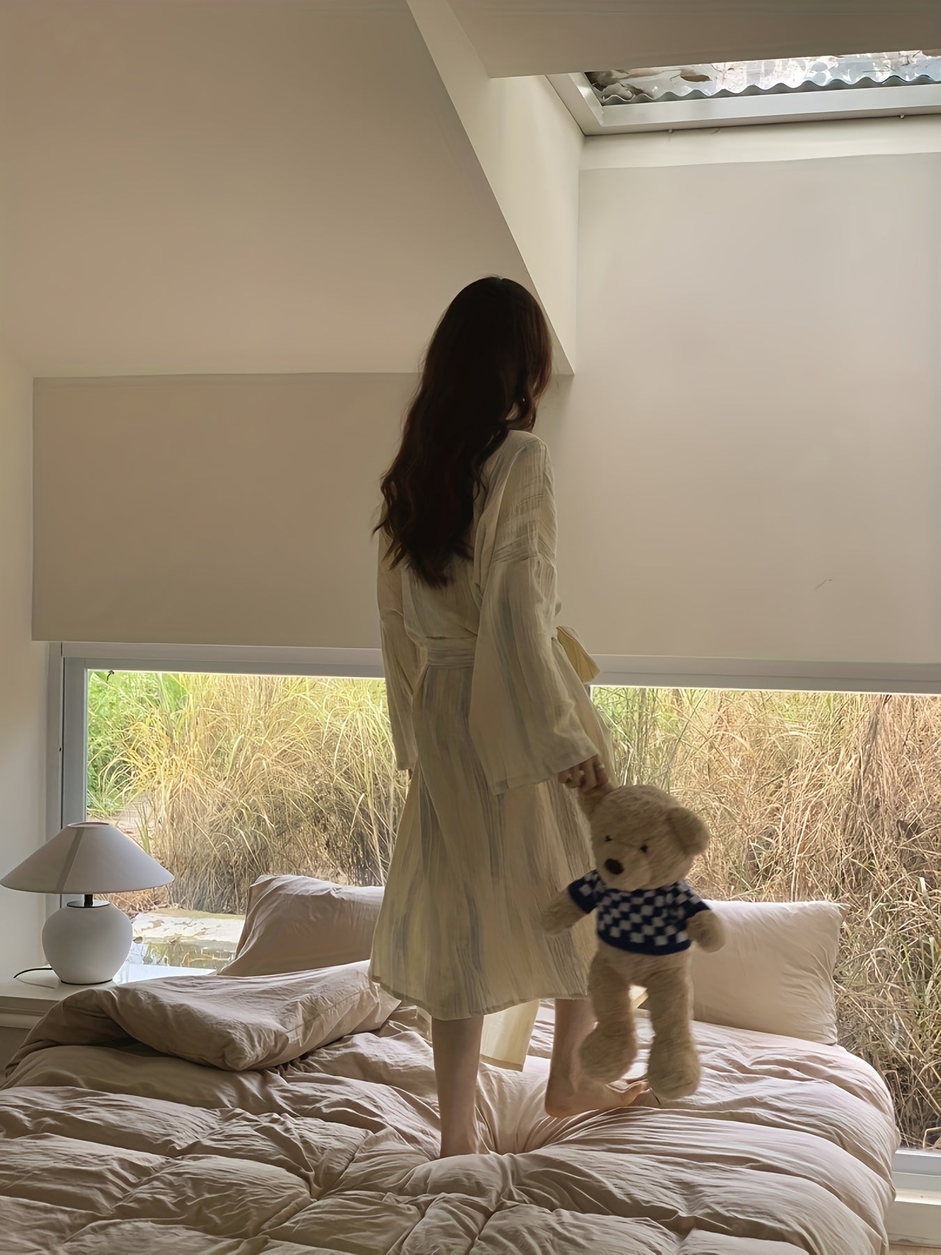Elegant Ombre Stripe Print Night Robes