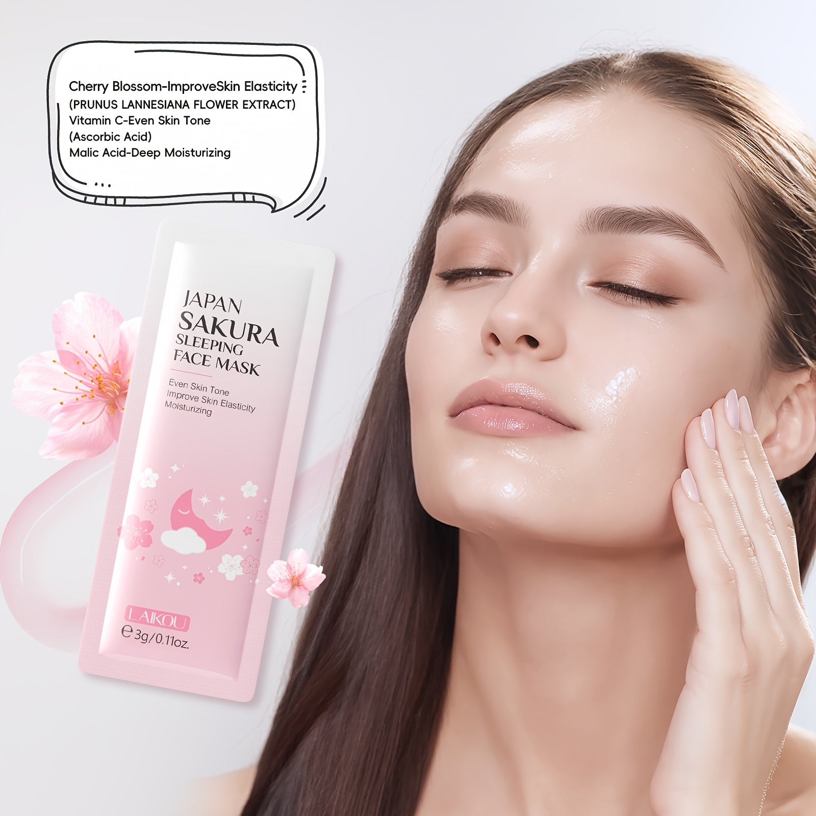 LAIKOU Japanese Sakura Skin Care Set - Unisex Adult 20-Piece Travel Kit with Sleeping Mask
