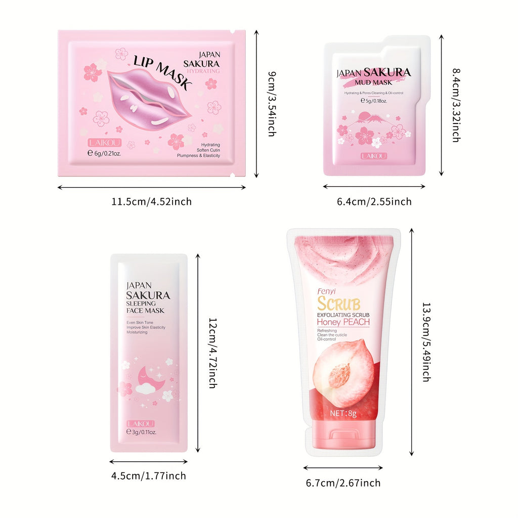 LAIKOU Japanese Sakura Skin Care Set - Unisex Adult 20-Piece Travel Kit with Sleeping Mask