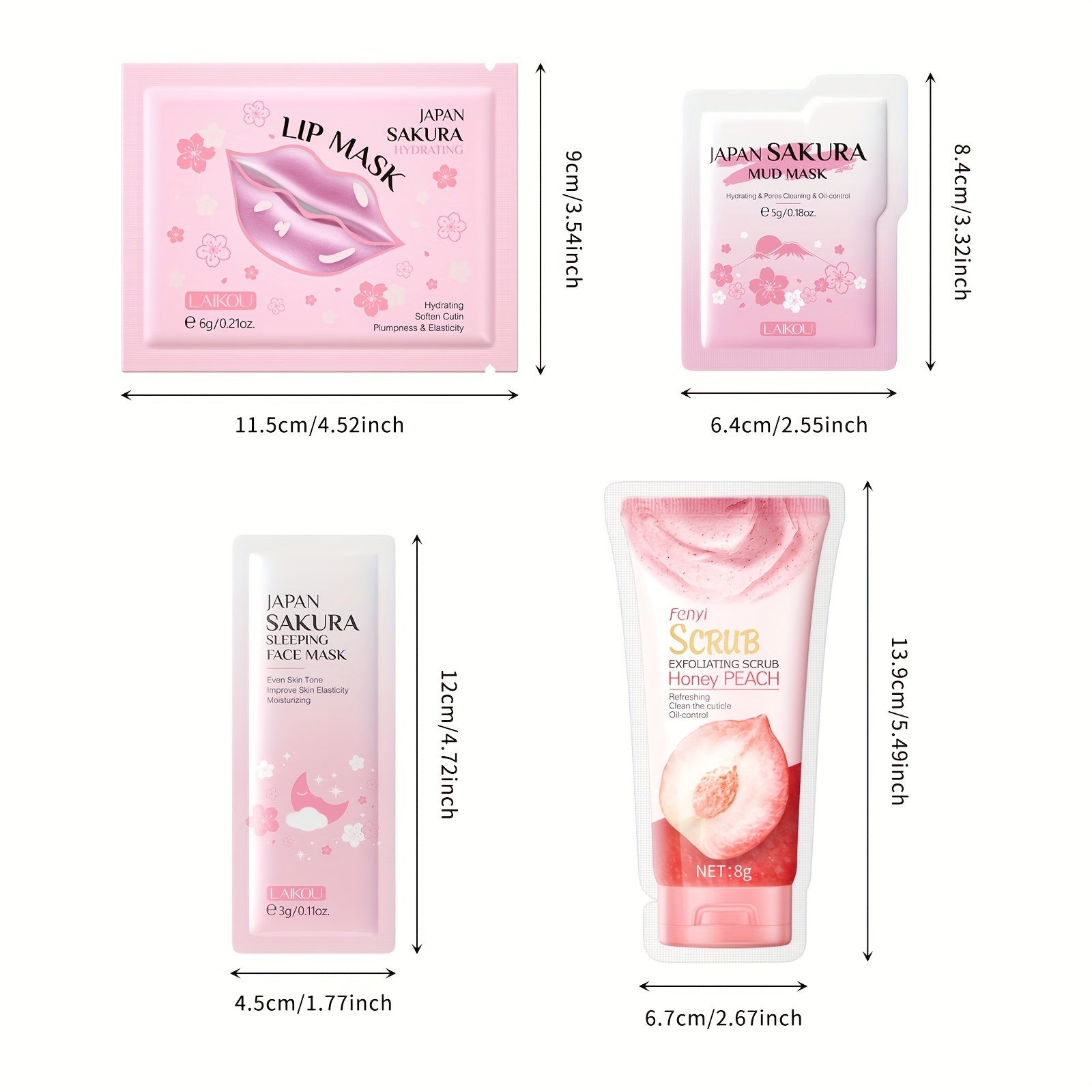 LAIKOU Japanese Sakura Skin Care Set - Unisex Adult 20-Piece Travel Kit with Sleeping Mask