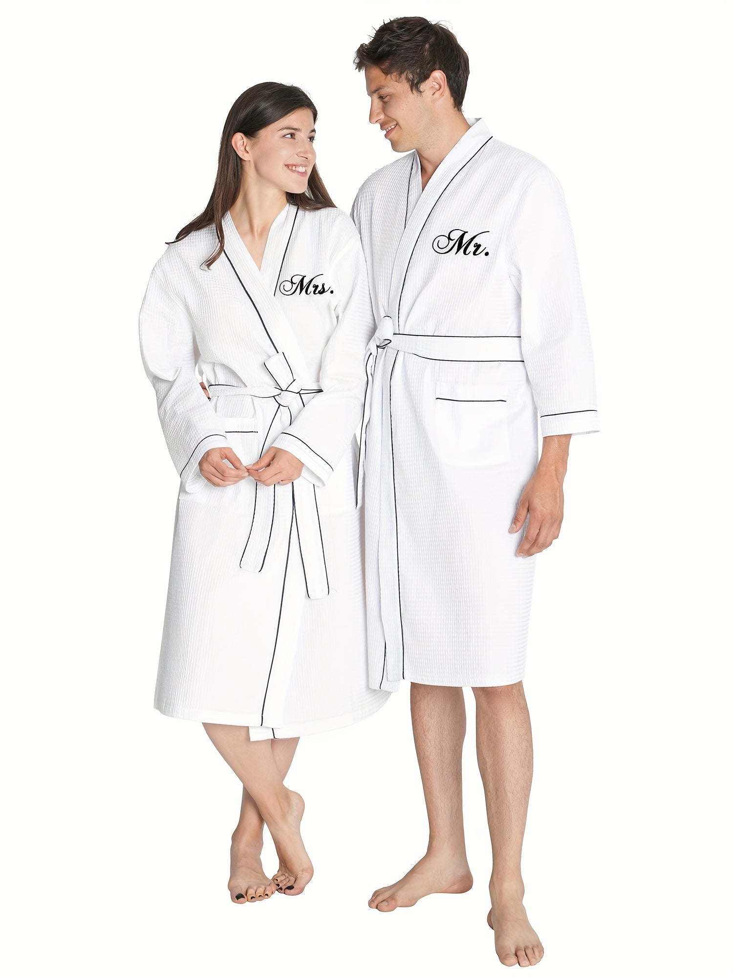 AW BRIDAL 2Pcs Couple's Waffle Knit Robes