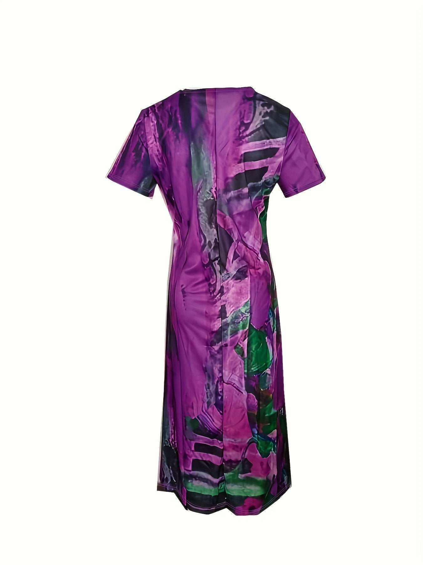 Women's Bohemian V-Neck Short Sleeve A-Line Dress