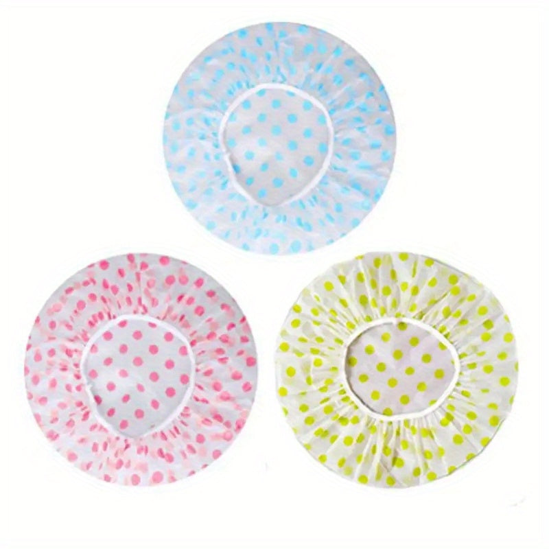 Buy 2 Get 1 Free, total of 3 pcs Adorable Polka Dot Printed Shower Caps