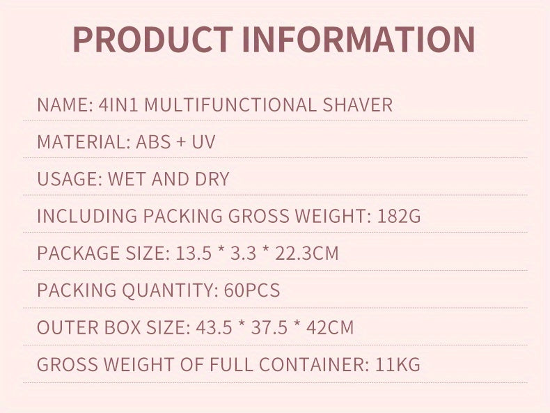 4-in-1 Women's Electric Razor - Wet & Dry Hair Remover