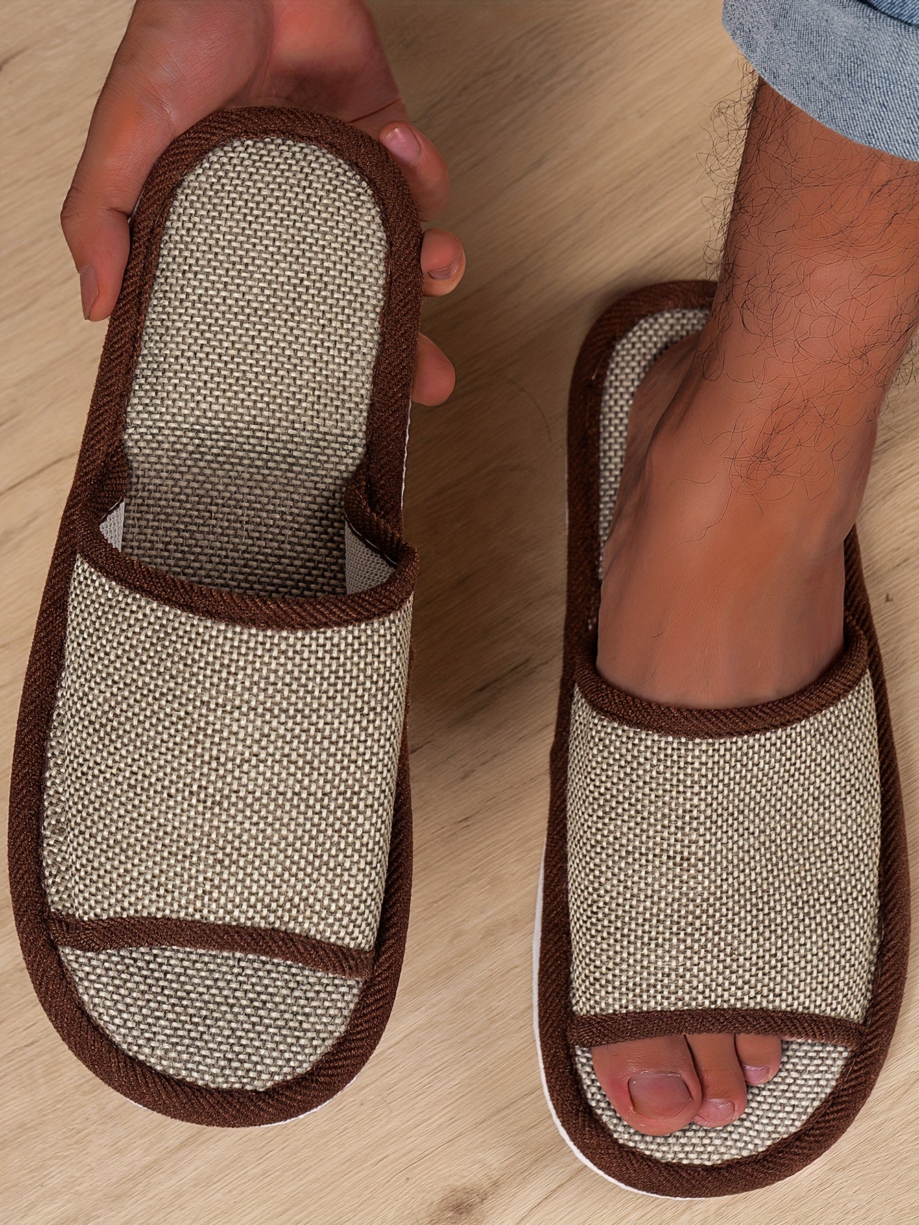 Mens Open Toe Slippers