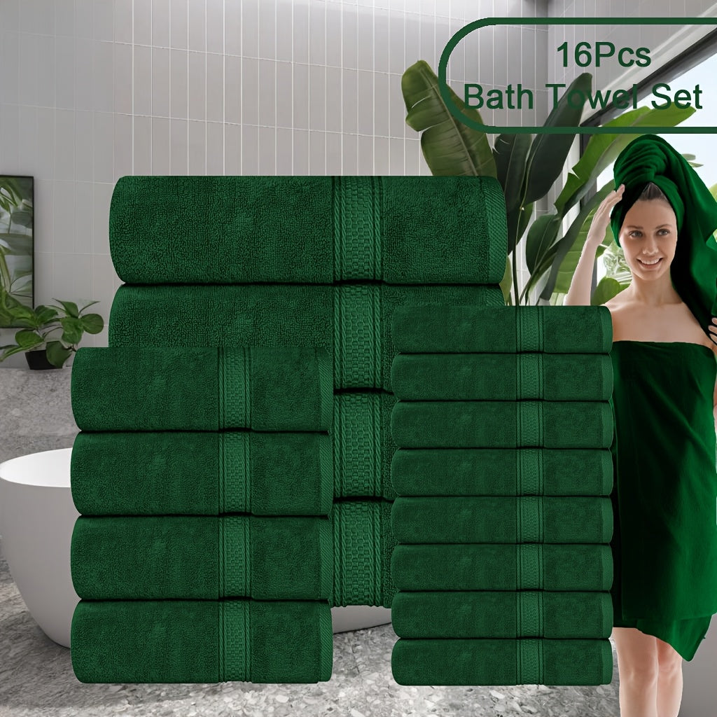 16pcs/8pcs Luxurious Soft Towel Set | 4 Bath Towels, 4 Hand Towels, 8 Washcloths