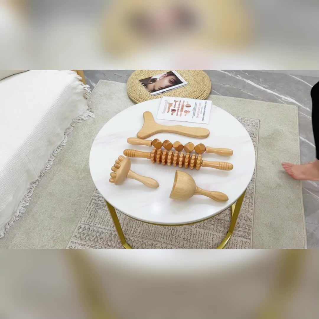 1pc Ergonomic Fish Tail Shaped Wooden Massage Tool