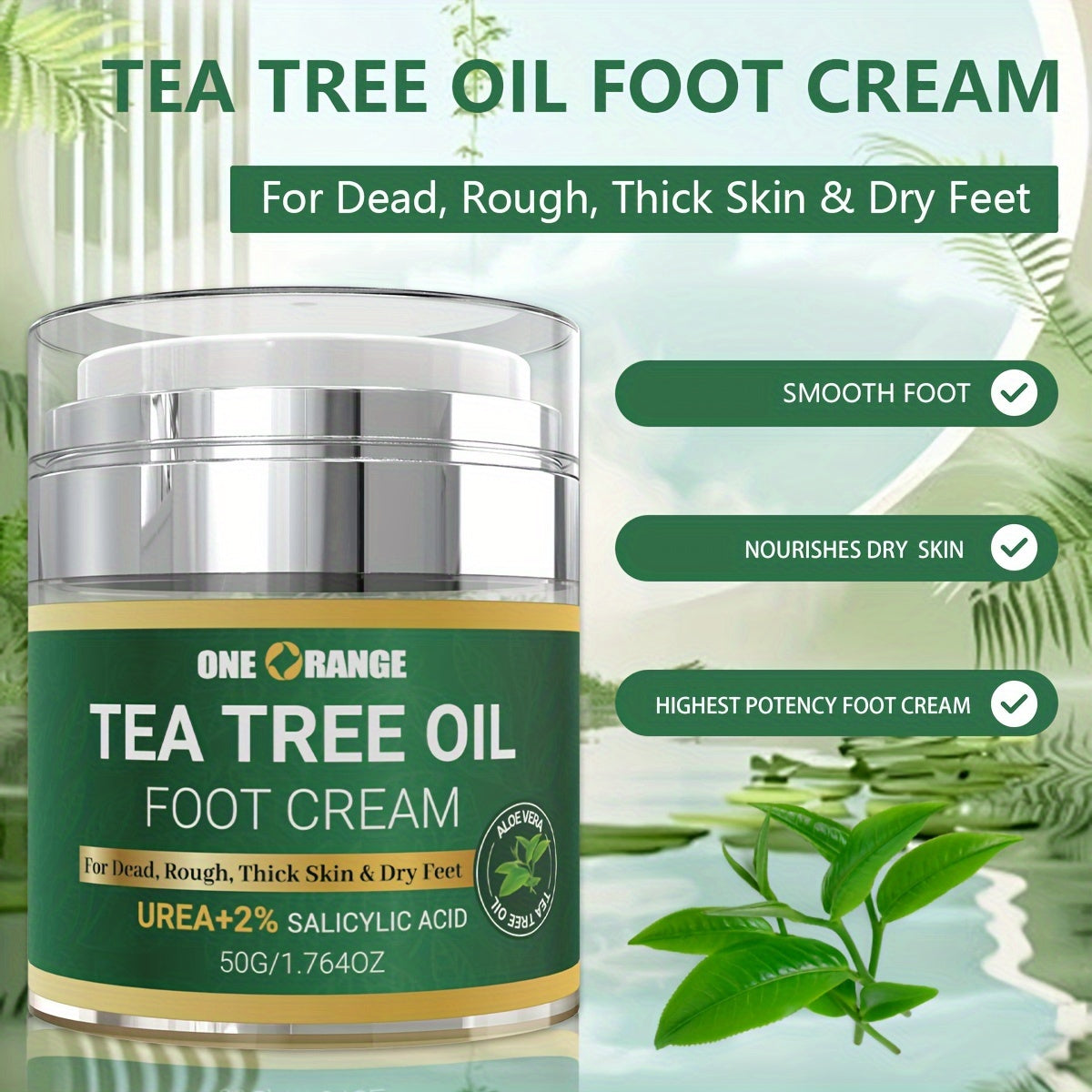 Tea Tree Oil Foot Cream with Urea & Salicylic Acid - 50g Alcohol-Free