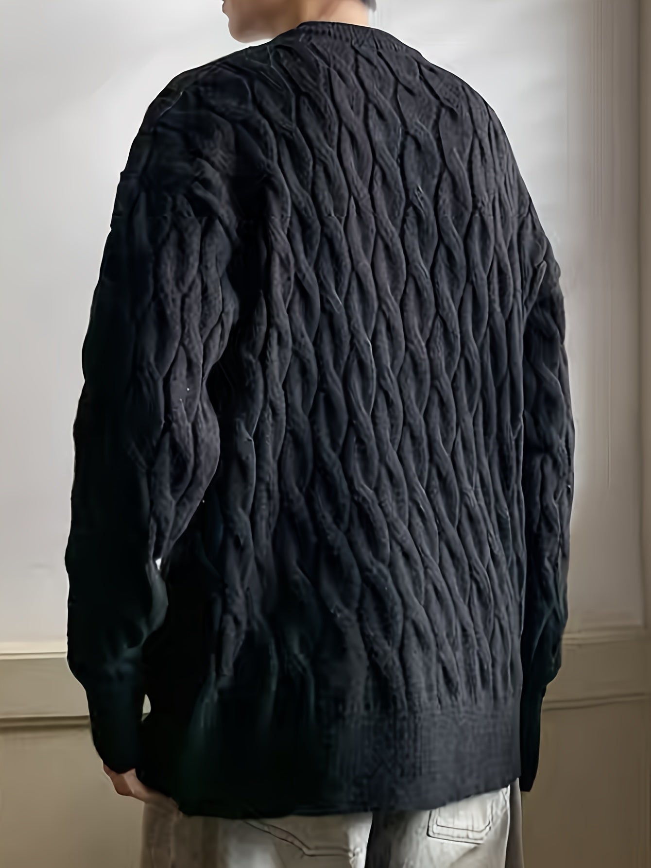 Plus Size Men's Crew Neck Sweater - Winter Comfort Stretch, Casual Knit Top Big and Tall