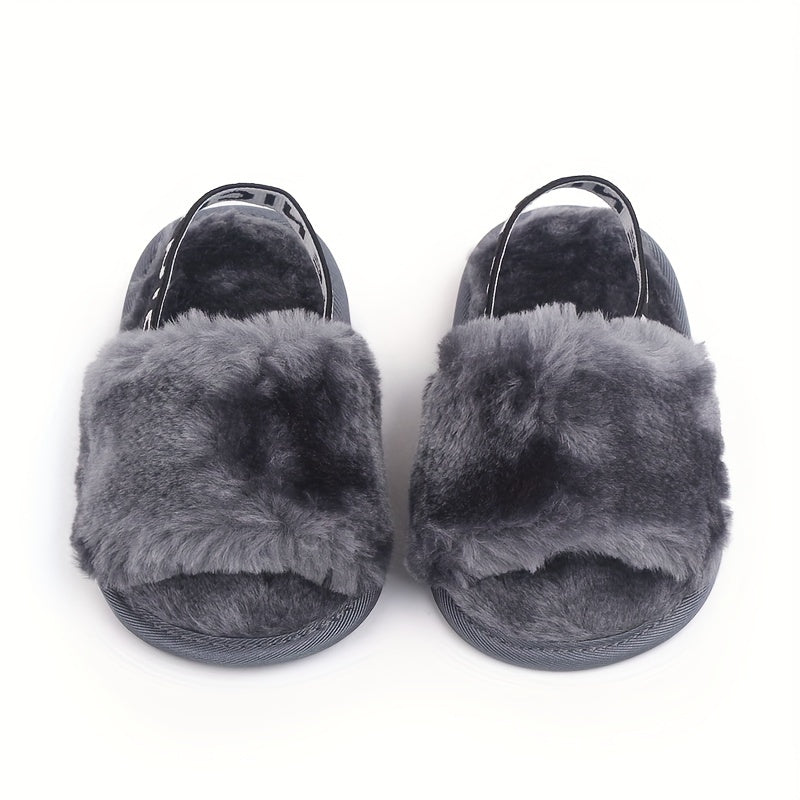 Elegant Plush Children's Slippers for 0-1 Year Olds