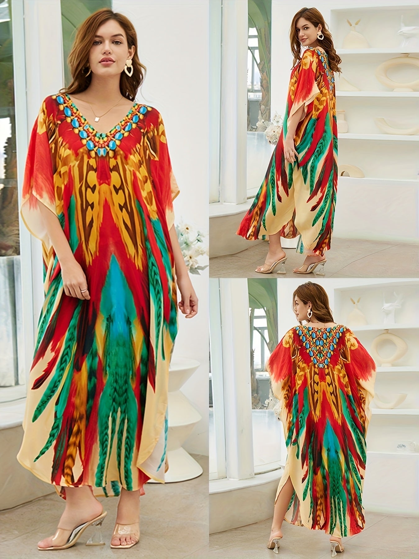 Women Long Kaftan Clothing Roomy Homewear