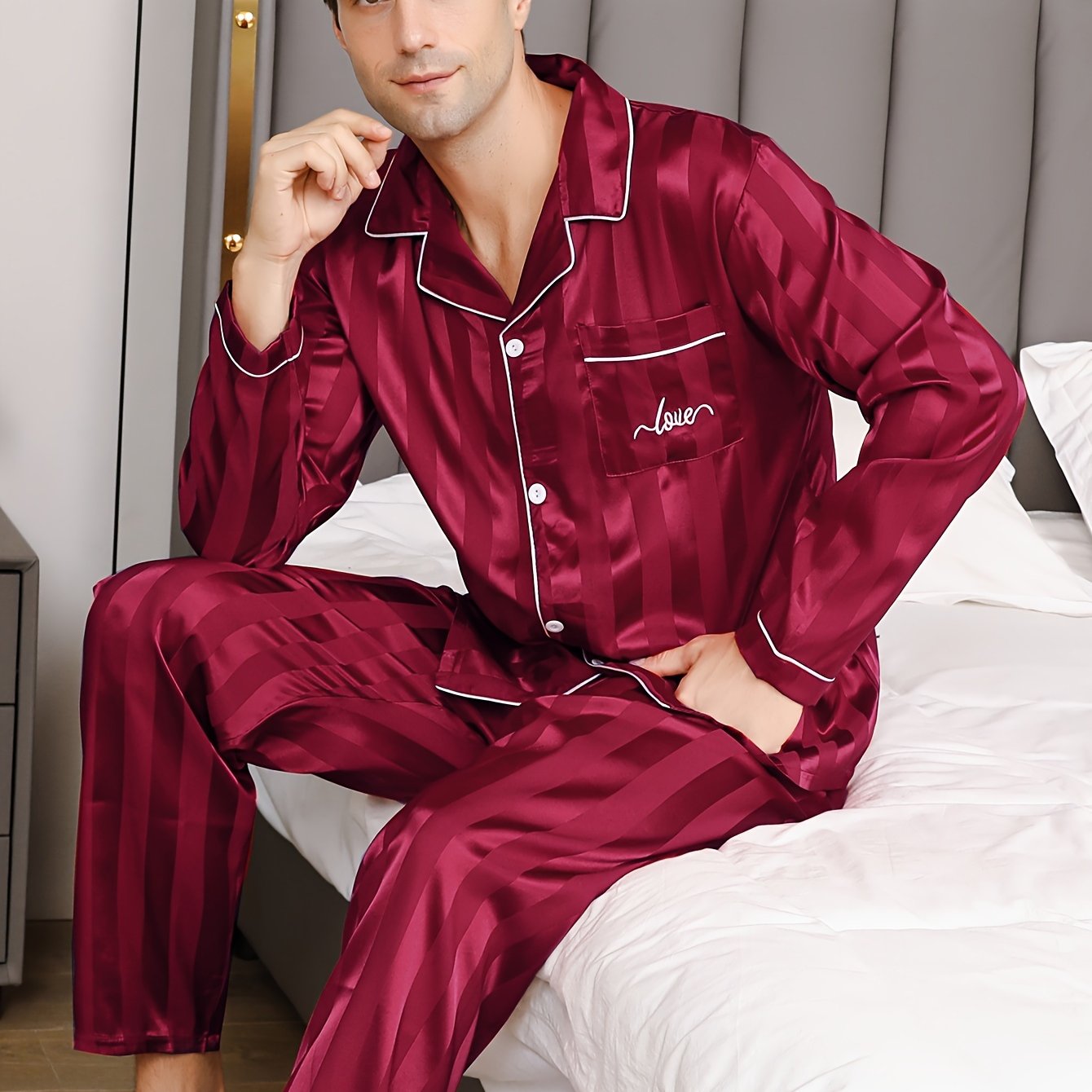 Men's Pajamas Ice Silky Fabric