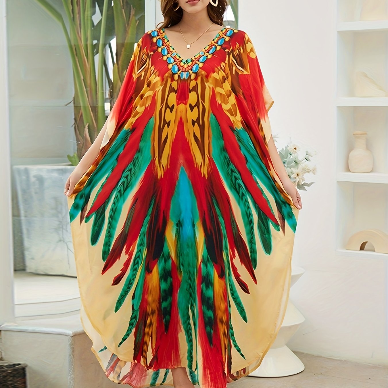 Women Long Kaftan Clothing Roomy Homewear
