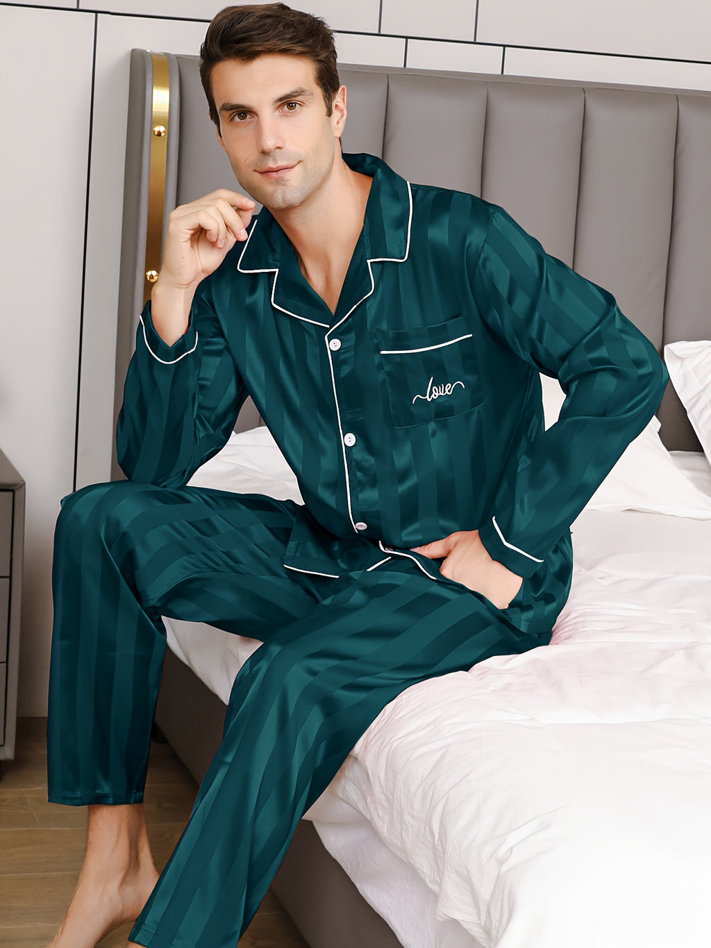 Men's Pajamas Ice Silky Fabric