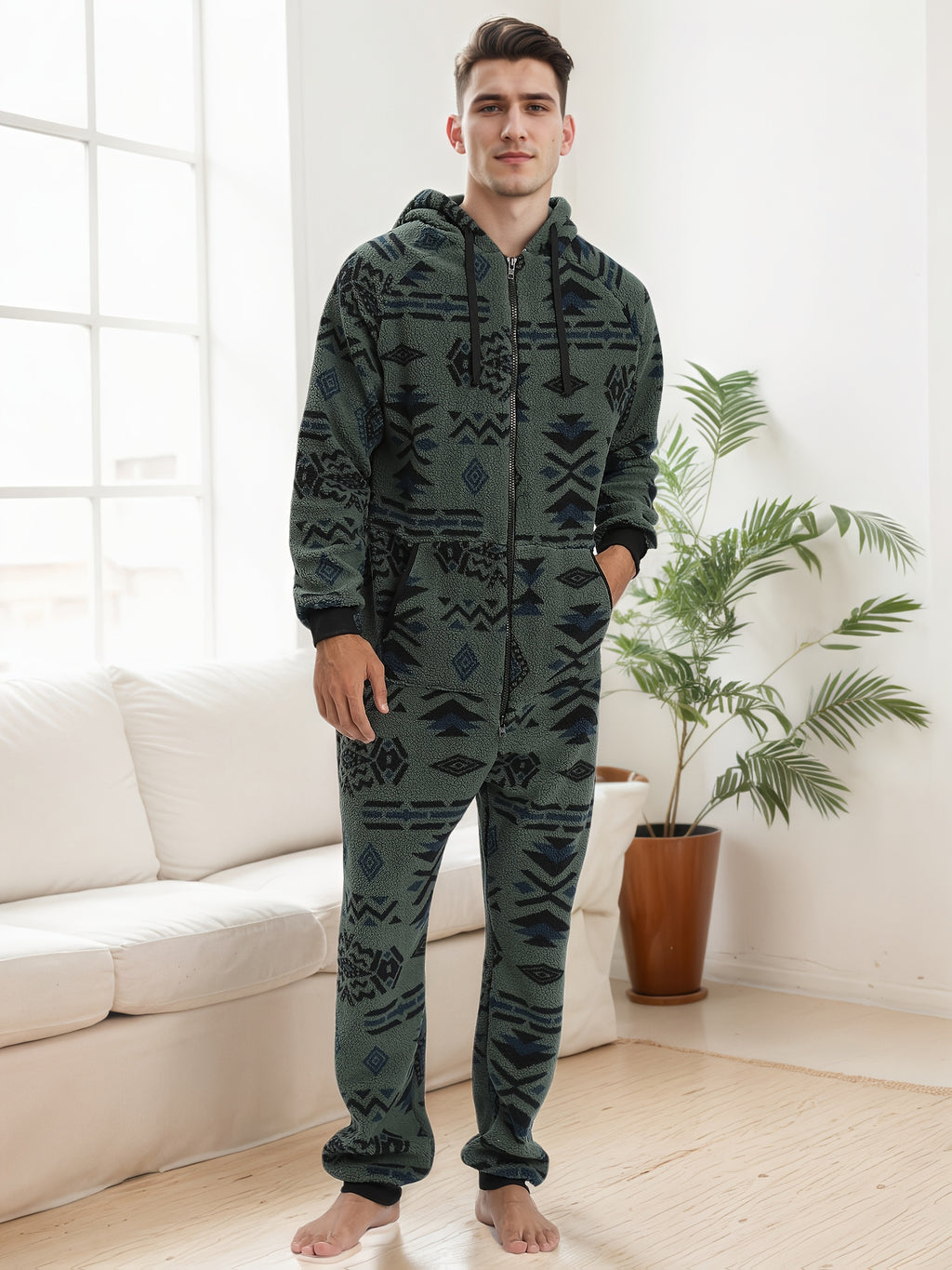 Men's Heavy-Duty Full-Zip Hooded Onesie
