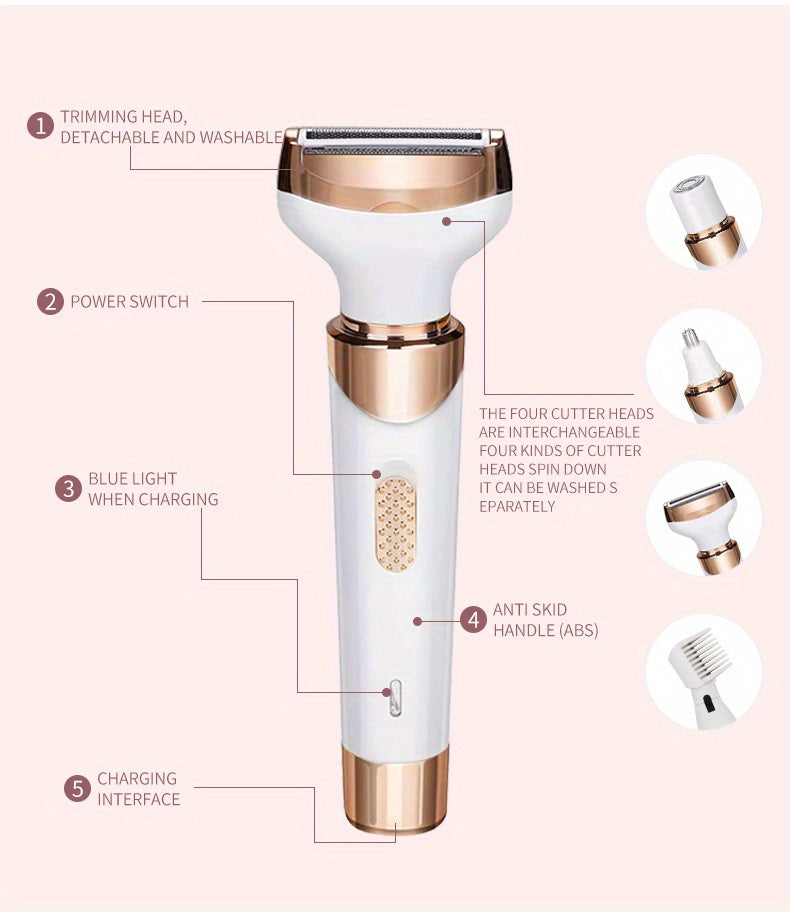 4-in-1 Women's Electric Razor - Wet & Dry Hair Remover