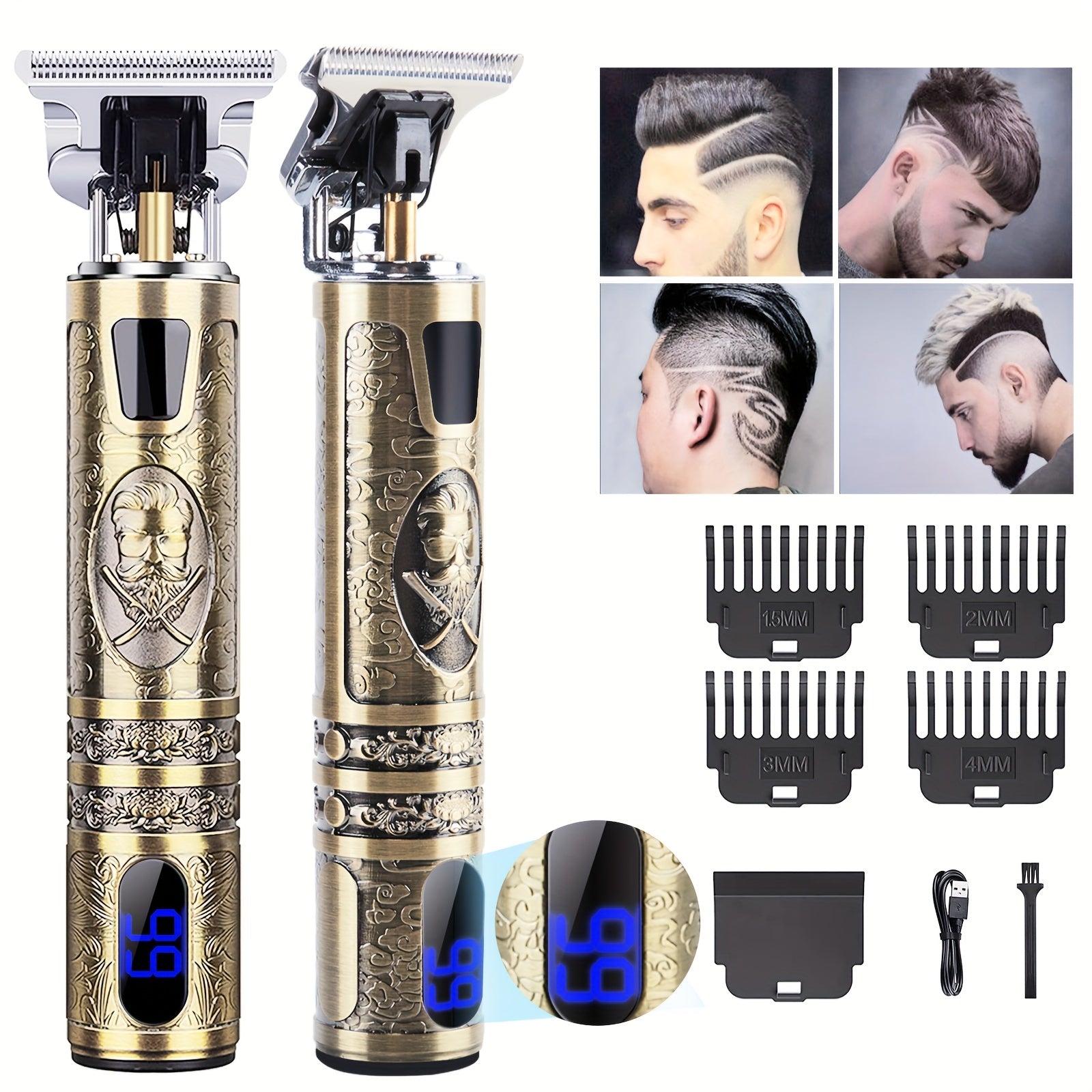Men's Electric Shaver with LED Display, Hair Clipper, Trimmer, Beard Trimmer Wireless