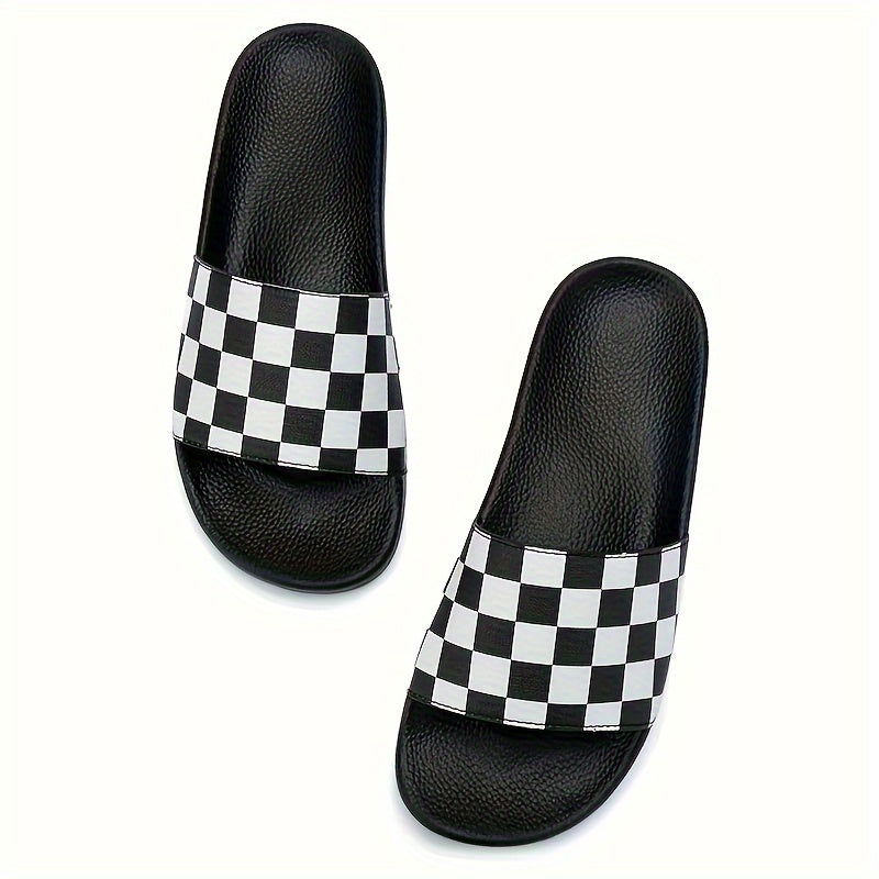 Men's Checkered Design Slides
