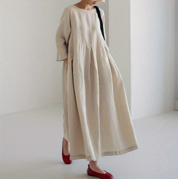 Chic Solid Maxi Dress with Pleated Hem