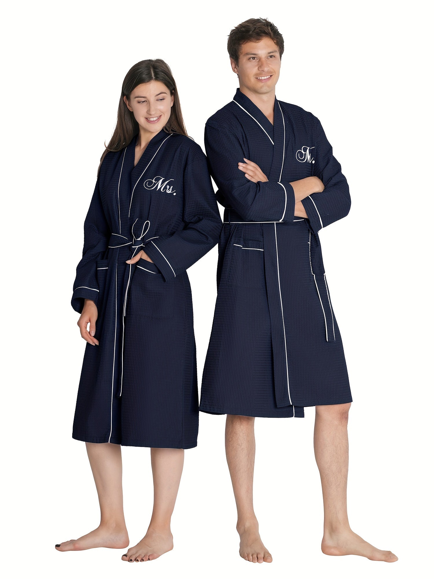 AW BRIDAL 2Pcs Couple's Waffle Knit Robes