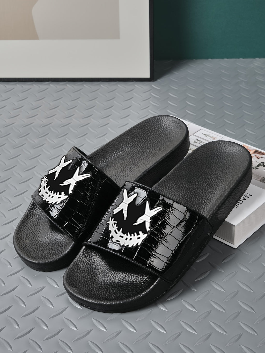 Men's Checkered Design Slides