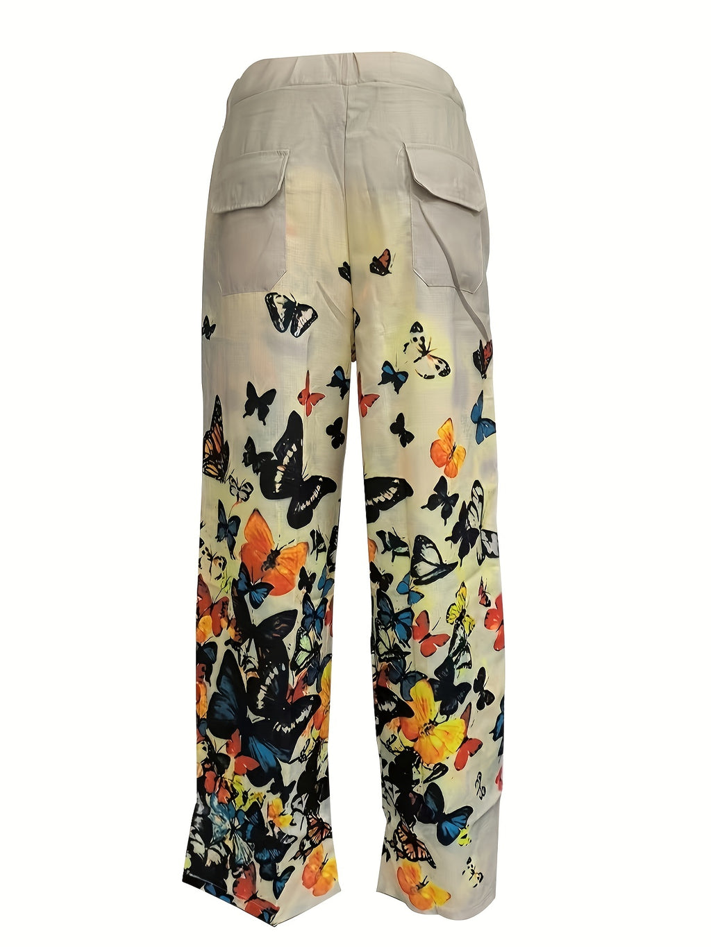 Men's Butterfly Pattern Straight Leg Pants - Casual Beach Trousers